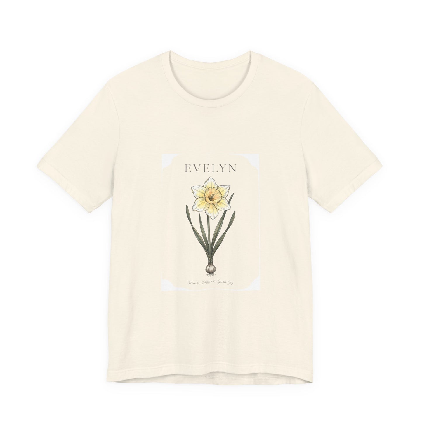 Daffodil Birth Month Flower Tee | Botanical Watercolor, Personalized Name