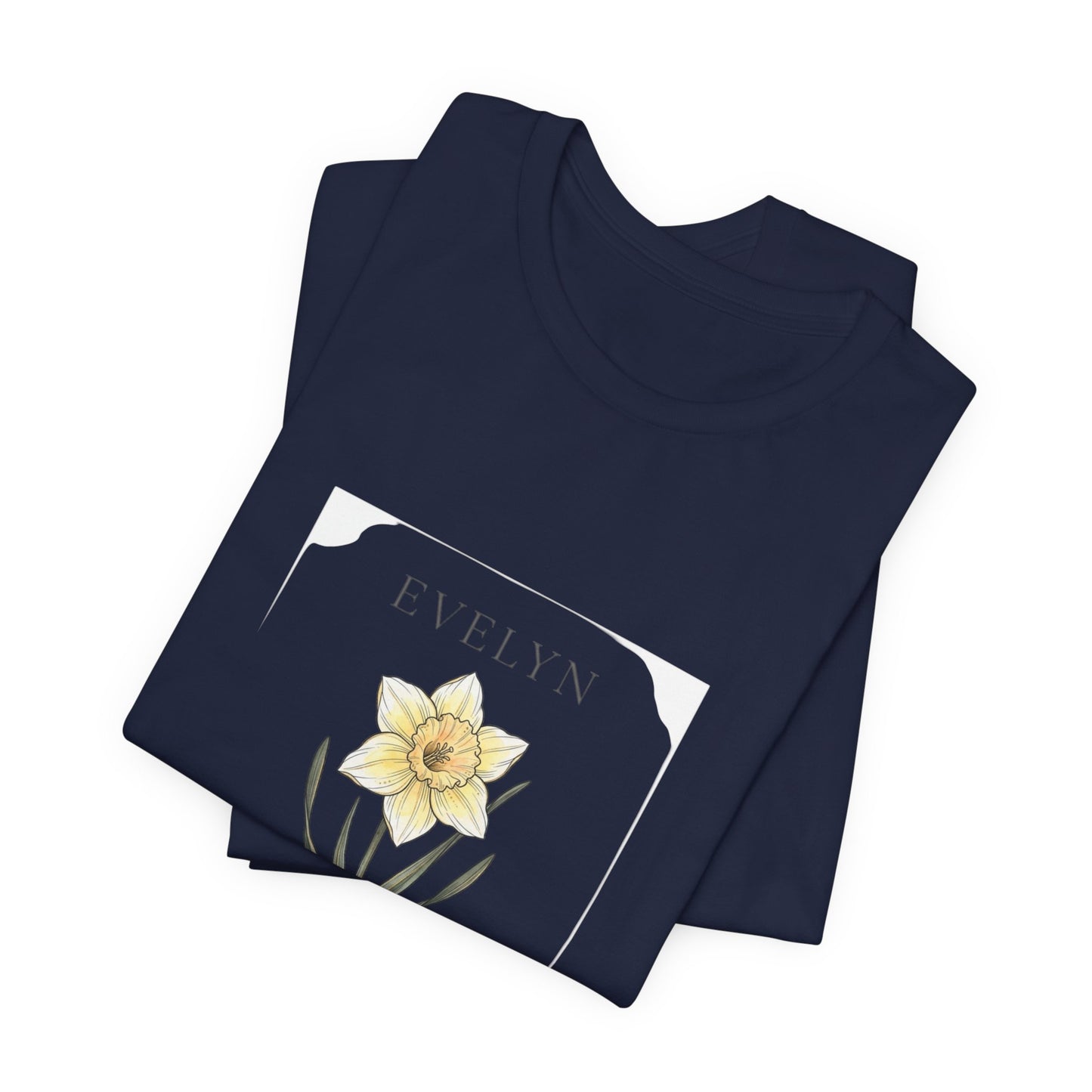 Daffodil Birth Month Flower Tee | Botanical Watercolor, Personalized Name