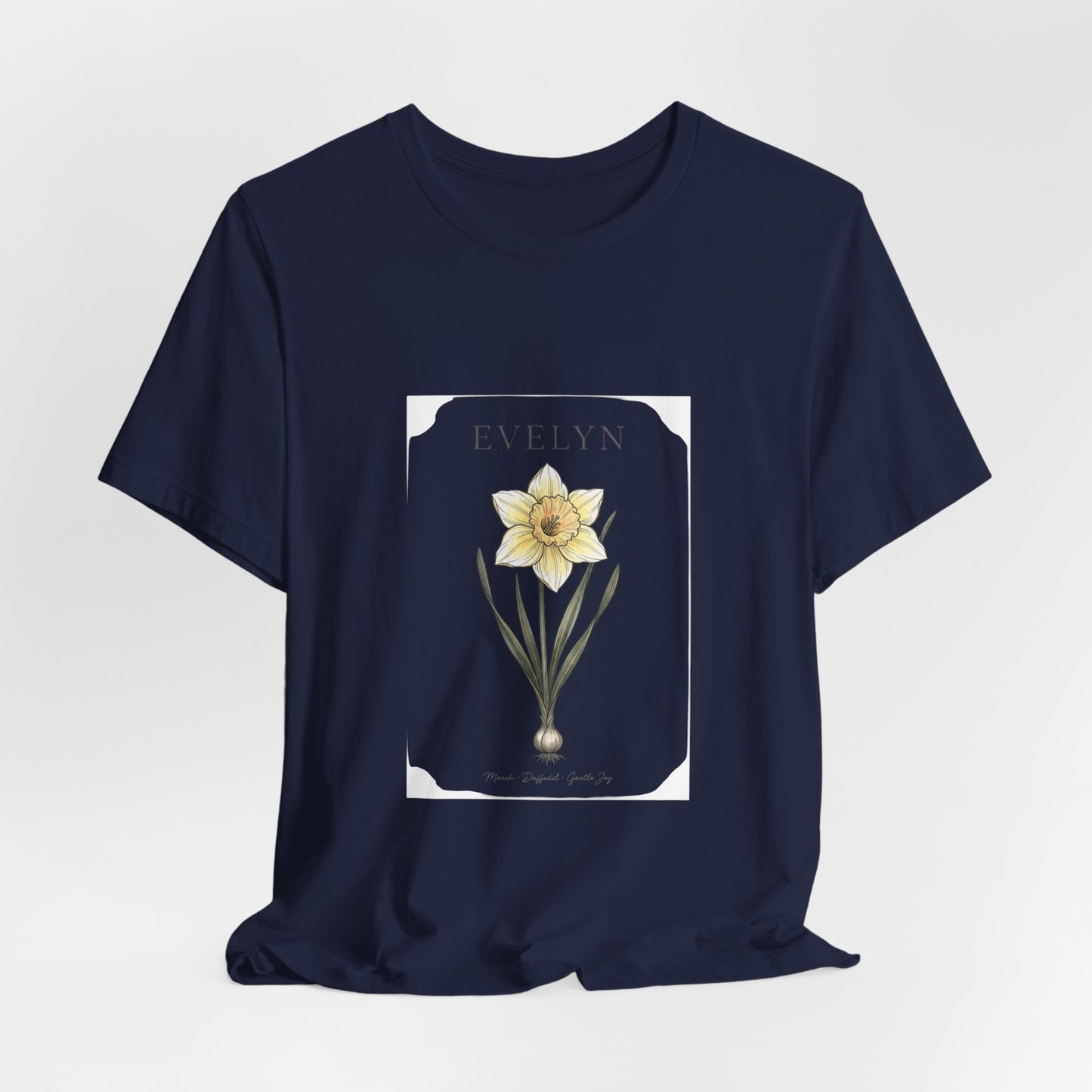 Daffodil Birth Month Flower Tee | Botanical Watercolor, Personalized Name