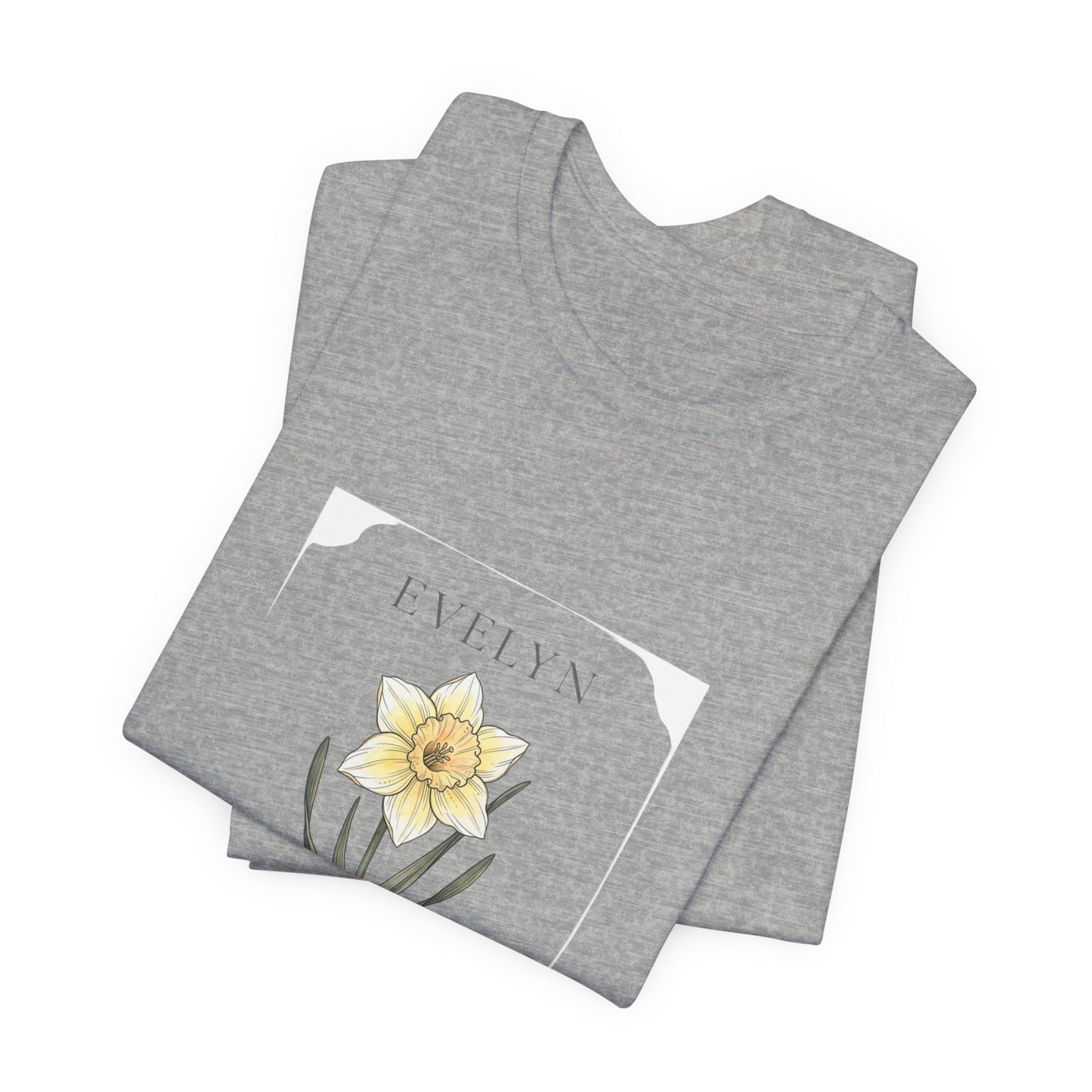 Daffodil Birth Month Flower Tee | Botanical Watercolor, Personalized Name