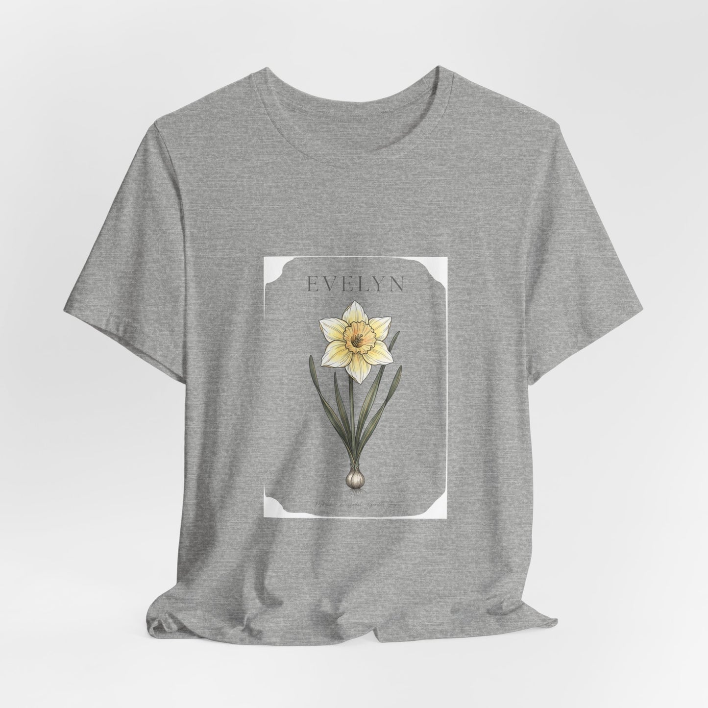 Daffodil Birth Month Flower Tee | Botanical Watercolor, Personalized Name