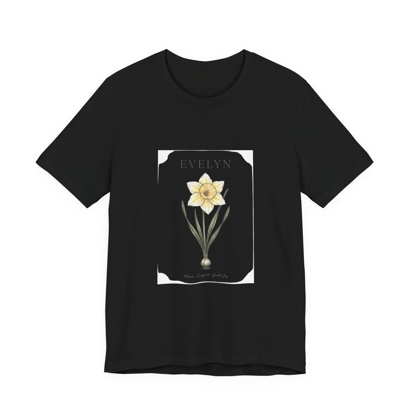 Daffodil Birth Month Flower Tee | Botanical Watercolor, Personalized Name