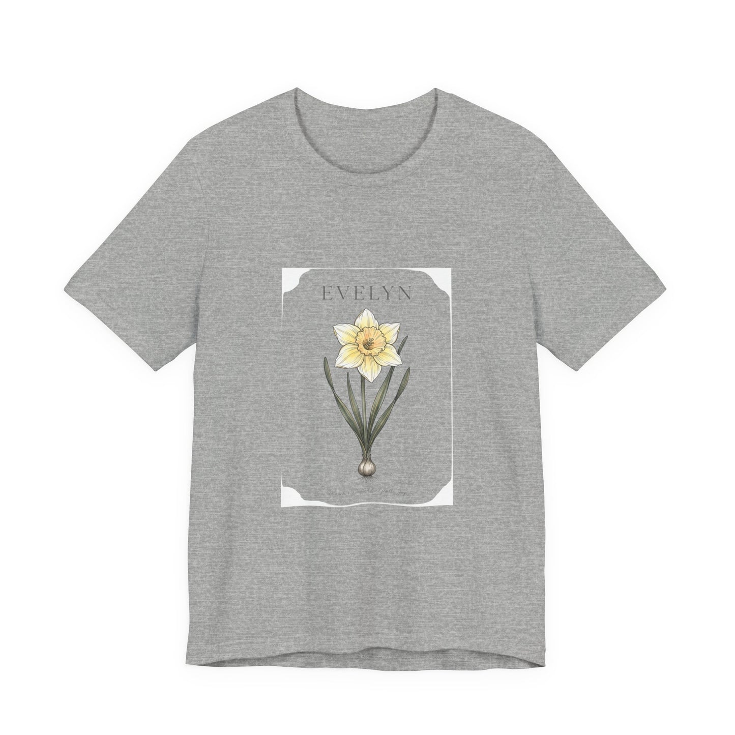 Daffodil Birth Month Flower Tee | Botanical Watercolor, Personalized Name