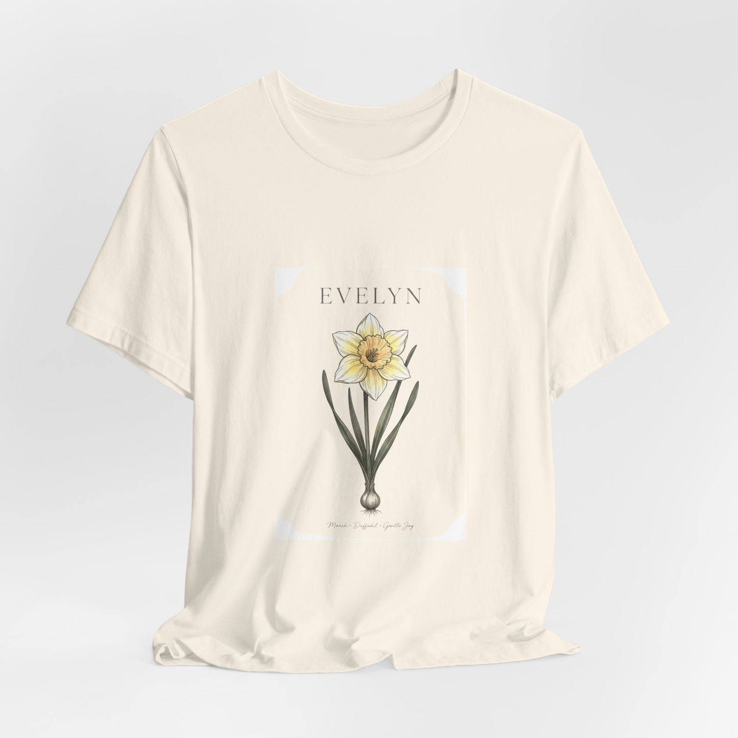 Daffodil Birth Month Flower Tee | Botanical Watercolor, Personalized Name
