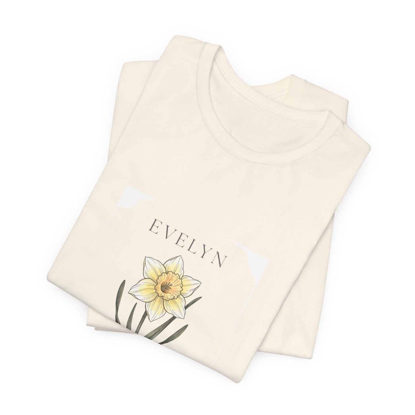 Daffodil Birth Month Flower Tee | Botanical Watercolor, Personalized Name