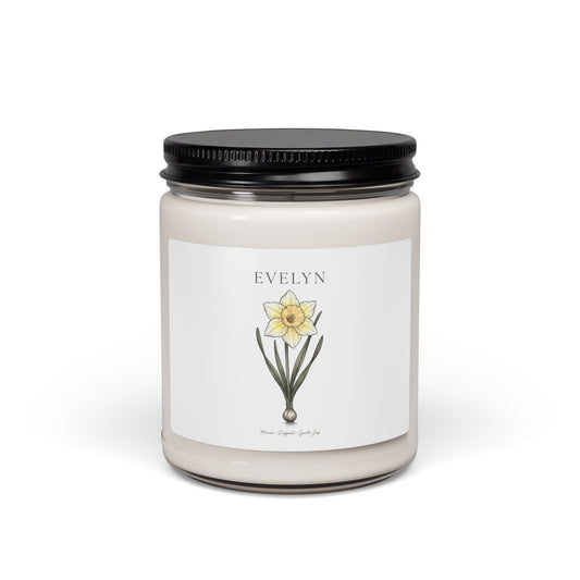Daffodil Birth Month Flower Candle | Personalized Botanical Soy Candle
