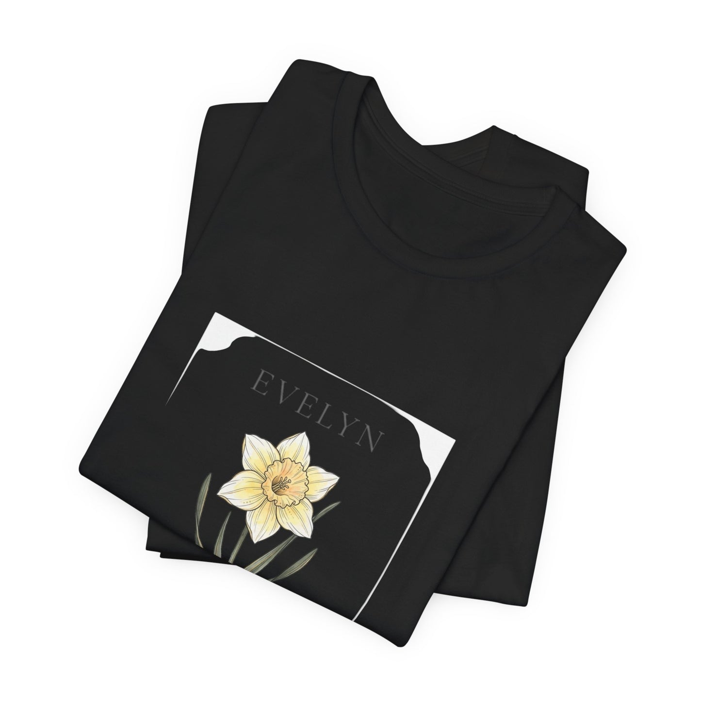 Daffodil Birth Month Flower Tee | Botanical Watercolor, Personalized Name