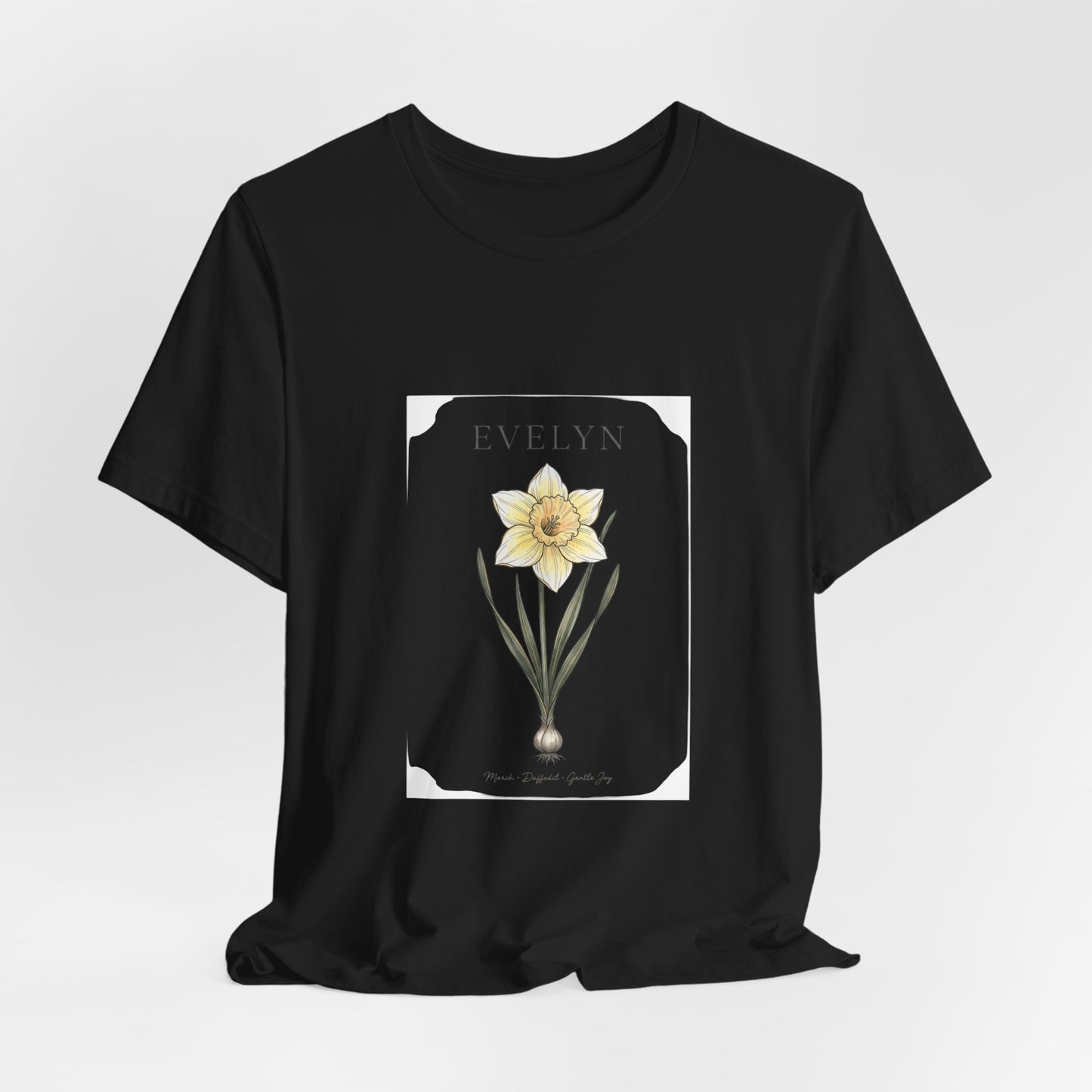 Daffodil Birth Month Flower Tee | Botanical Watercolor, Personalized Name