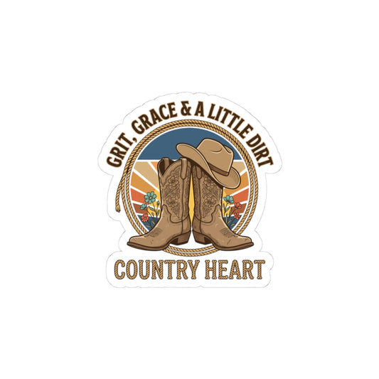 Country Heart Sticker | Western cowgirl boots, ranch rustic prairie vibe