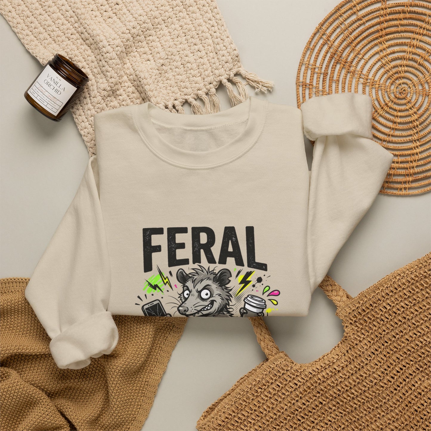 Feral But Free sweatshirt | chaotic unhinged humor, millennial burnout
