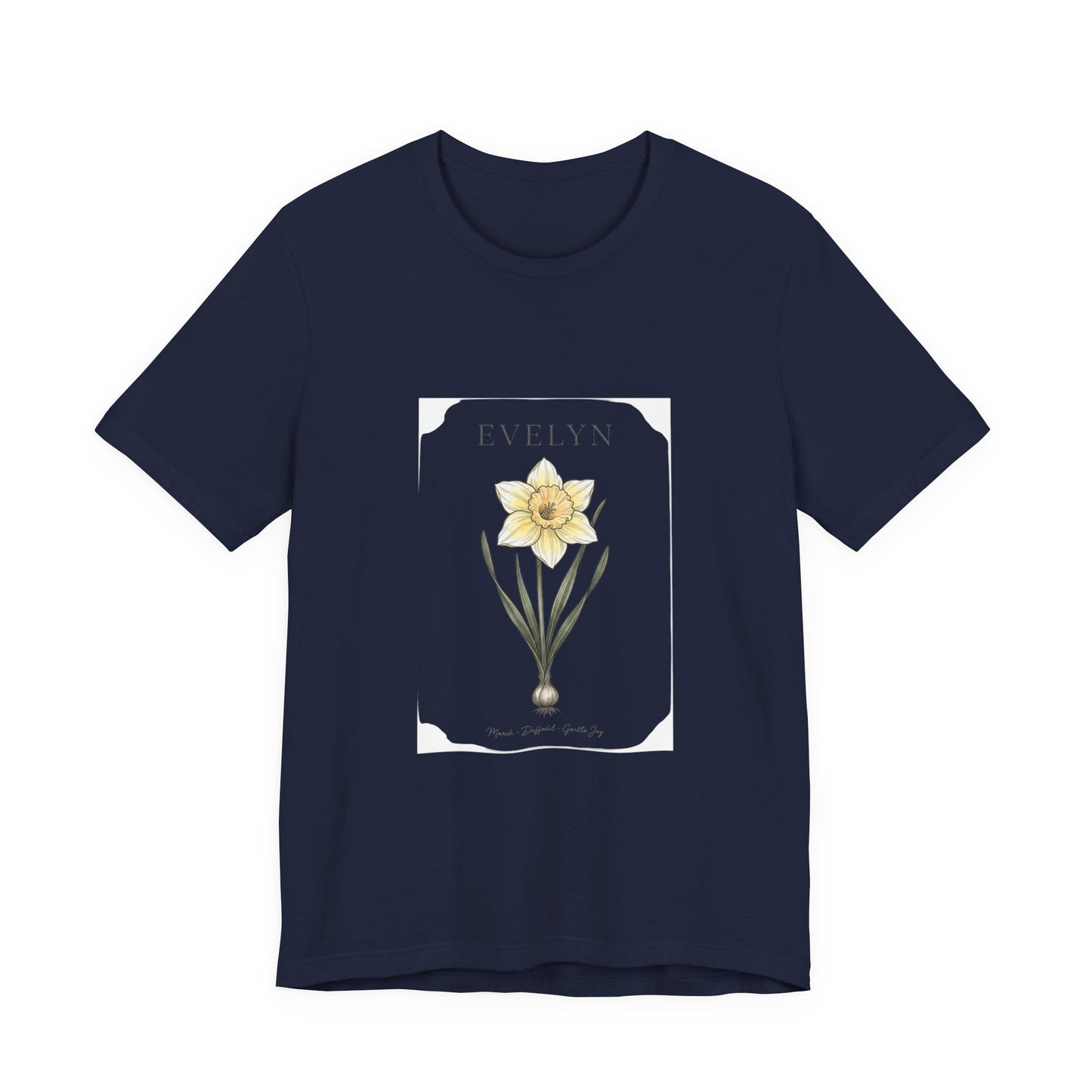 Daffodil Birth Month Flower Tee | Botanical Watercolor, Personalized Name