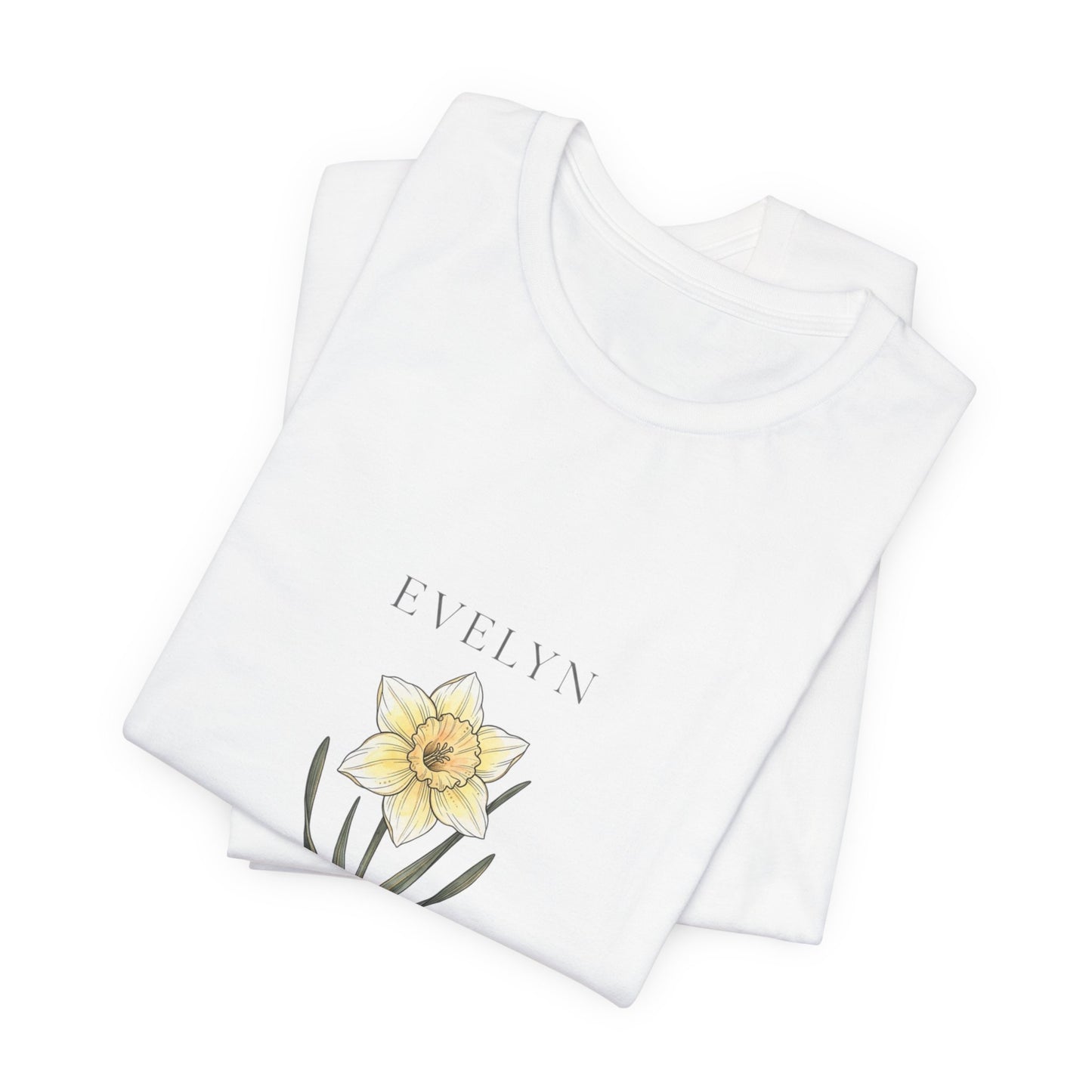 Daffodil Birth Month Flower Tee | Botanical Watercolor, Personalized Name
