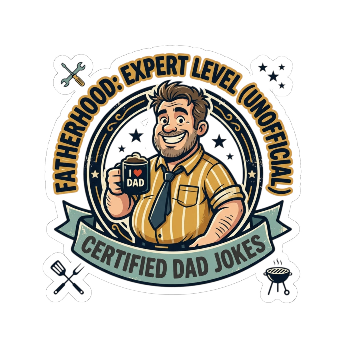 Certified Dad Jokes Sticker — Fatherhood: Expert Level (Unofficial)
