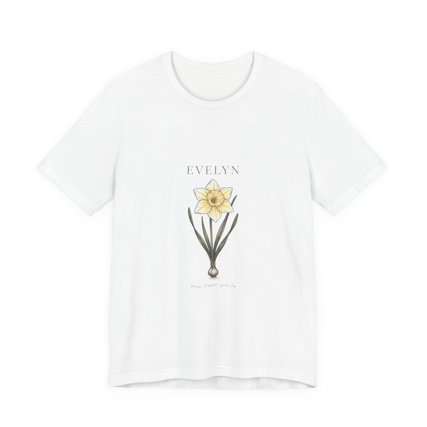 Daffodil Birth Month Flower Tee | Botanical Watercolor, Personalized Name