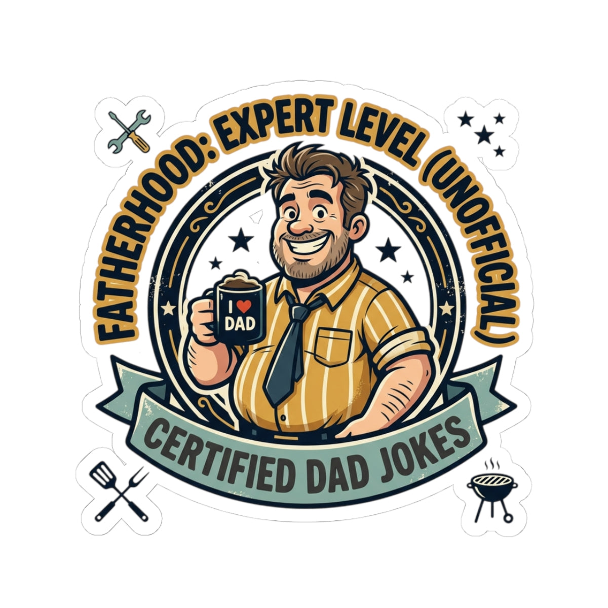 Certified Dad Jokes Sticker — Fatherhood: Expert Level (Unofficial)